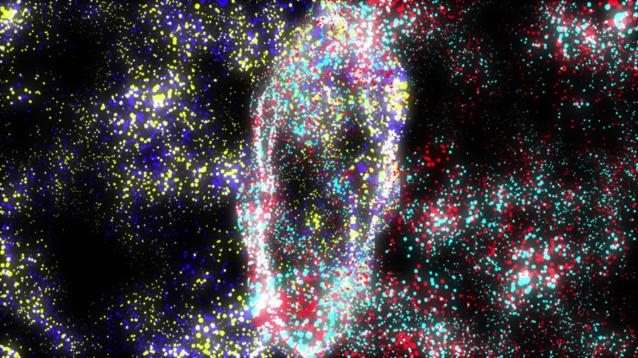 Animation of networks of connections and data processing over black background