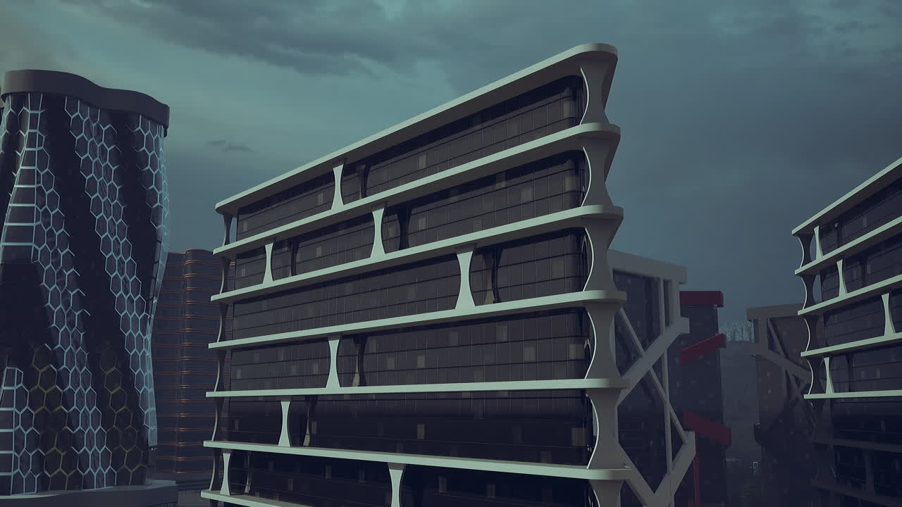 Paisaje urbano futurista por la noche