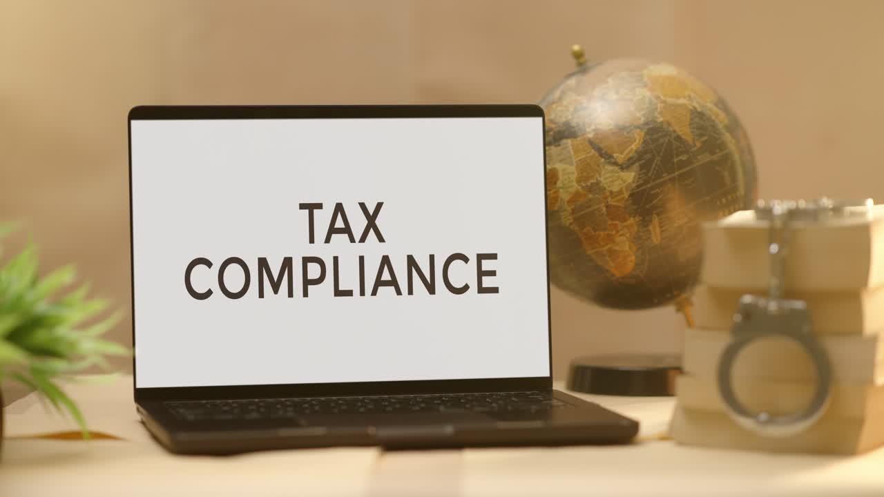 CONFORMITÀ FISCALE VISUALIZZATA SULLO SCHERMO DI UN LAPTOP LEGALE