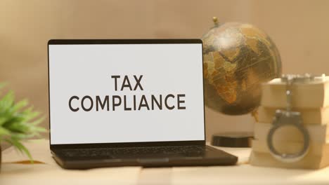 tax compliance displayed in legal laptop screen