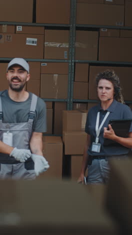 warehouse workers handling inventory and logistics