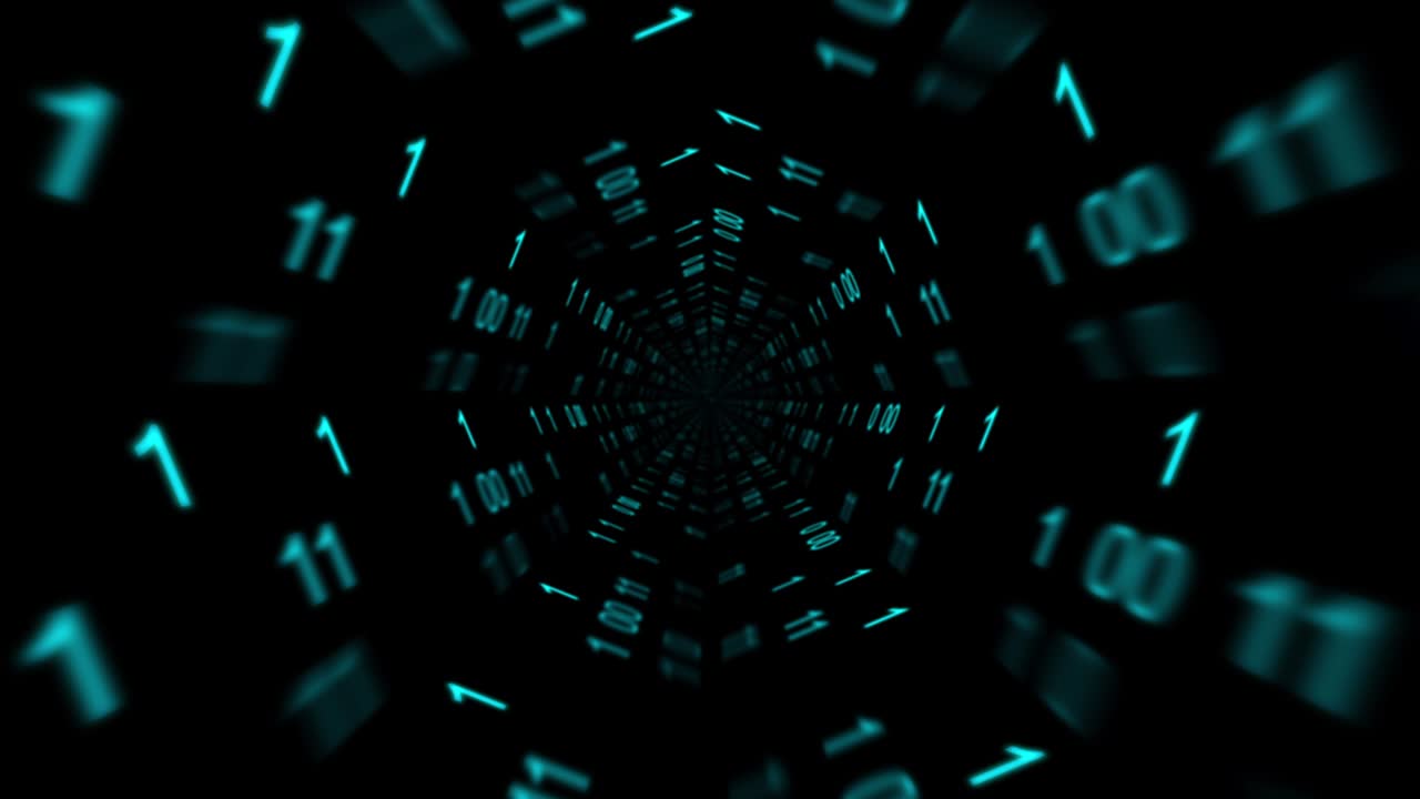Binary code flying in space.