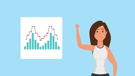 businesswoman with statistics info graphic