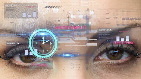 animation of digital interface over female eye