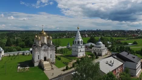 aerial view of a russian orthodox monastery