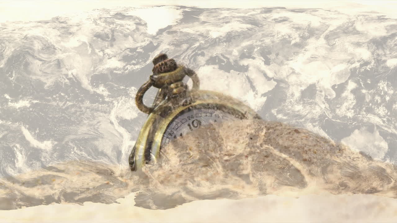 reloj de bolsillo cubierto de arena 4k