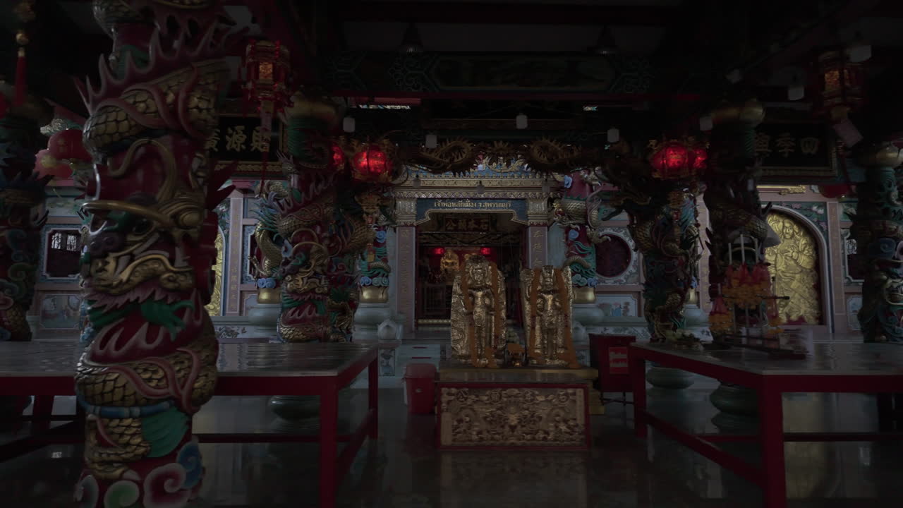 Interior Of Suphan Buri City Pillar Shrine In Suphan Buri, Thailand. Sideways Shot