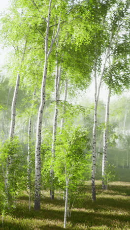 misty birch forest