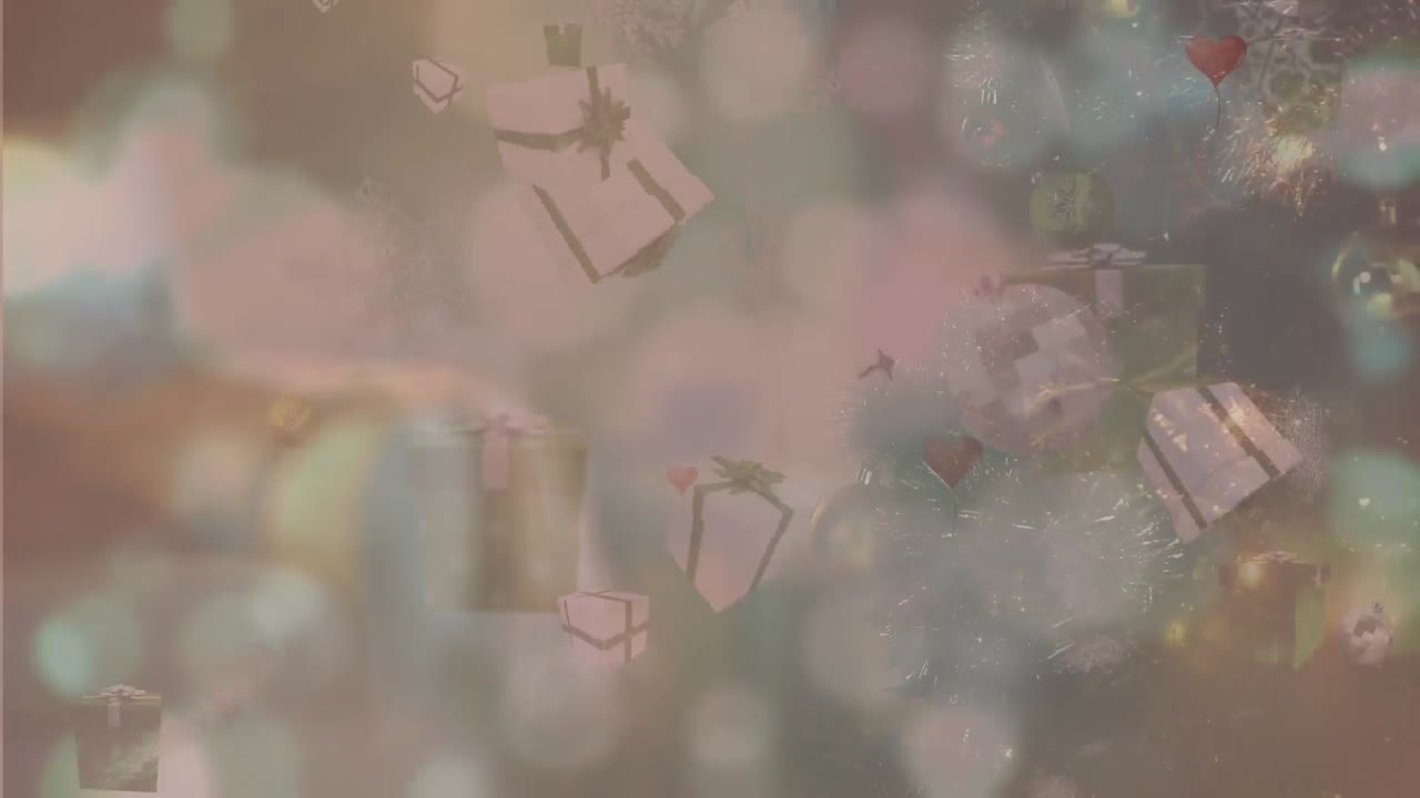 조명 위에 떨어지는 크리스마스 장식의 애니메이션