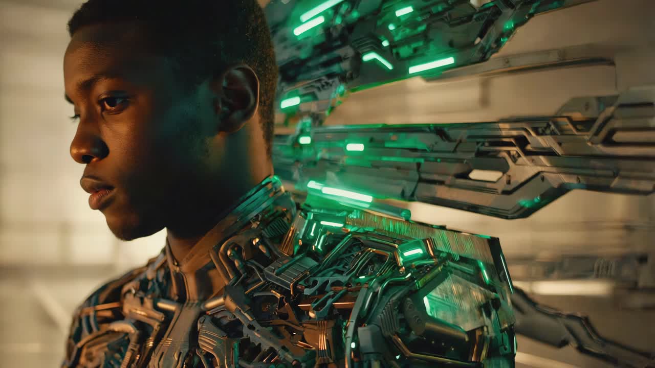 A futuristic cyberpunk man