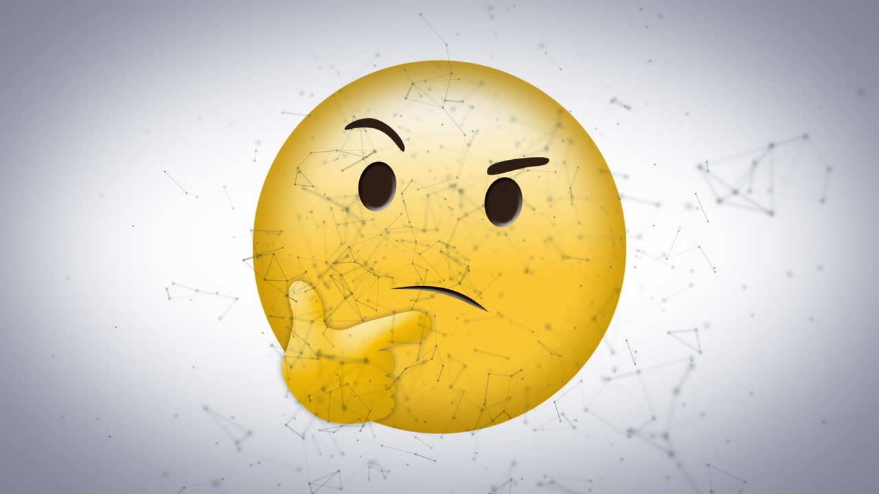 연결 네트워크를 통해 생각하는 이모지 아이콘의 애니메이션