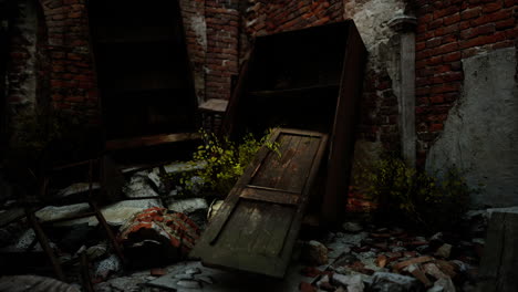 ruined building interior