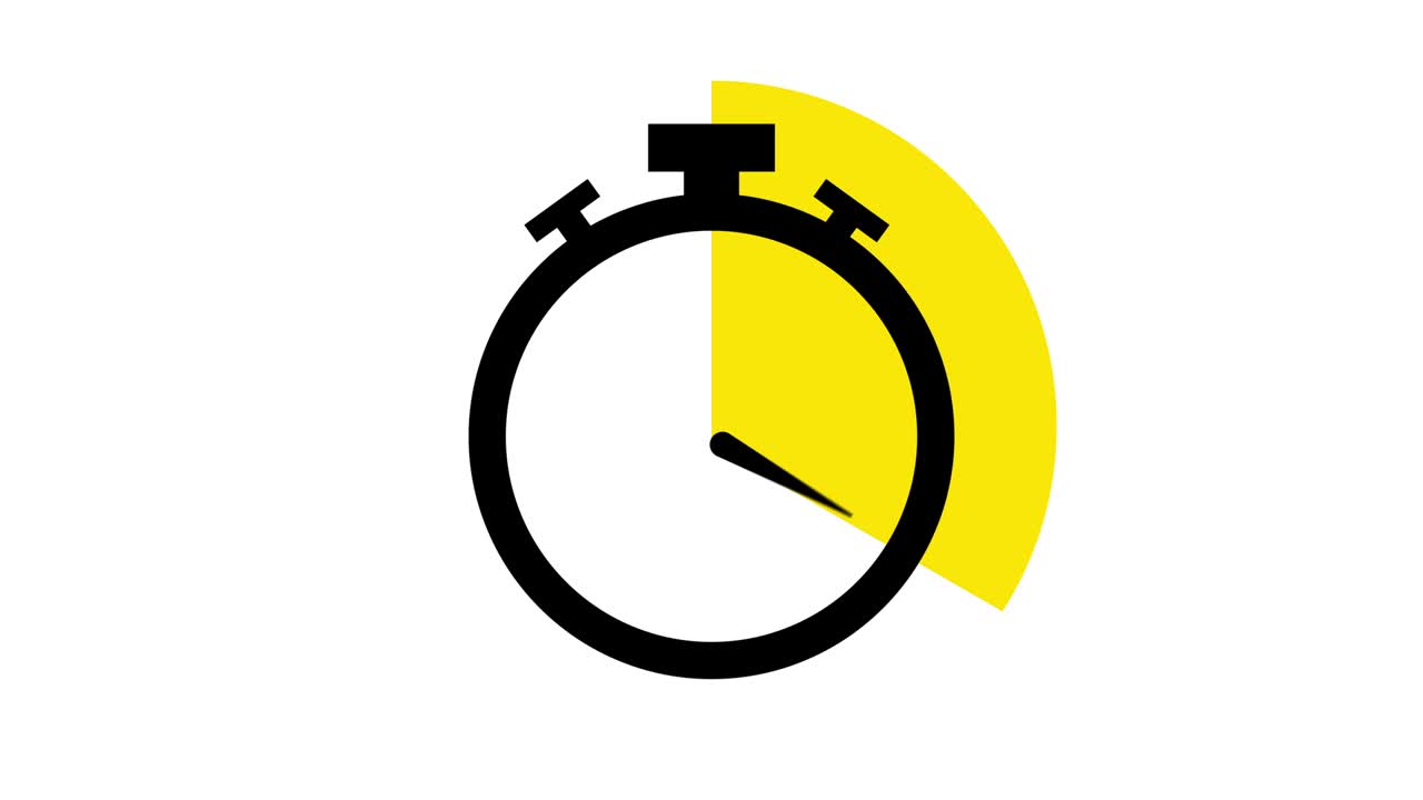 Stopwatch flat animation icon design moving arrows on white background.