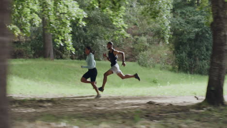 couple running in park