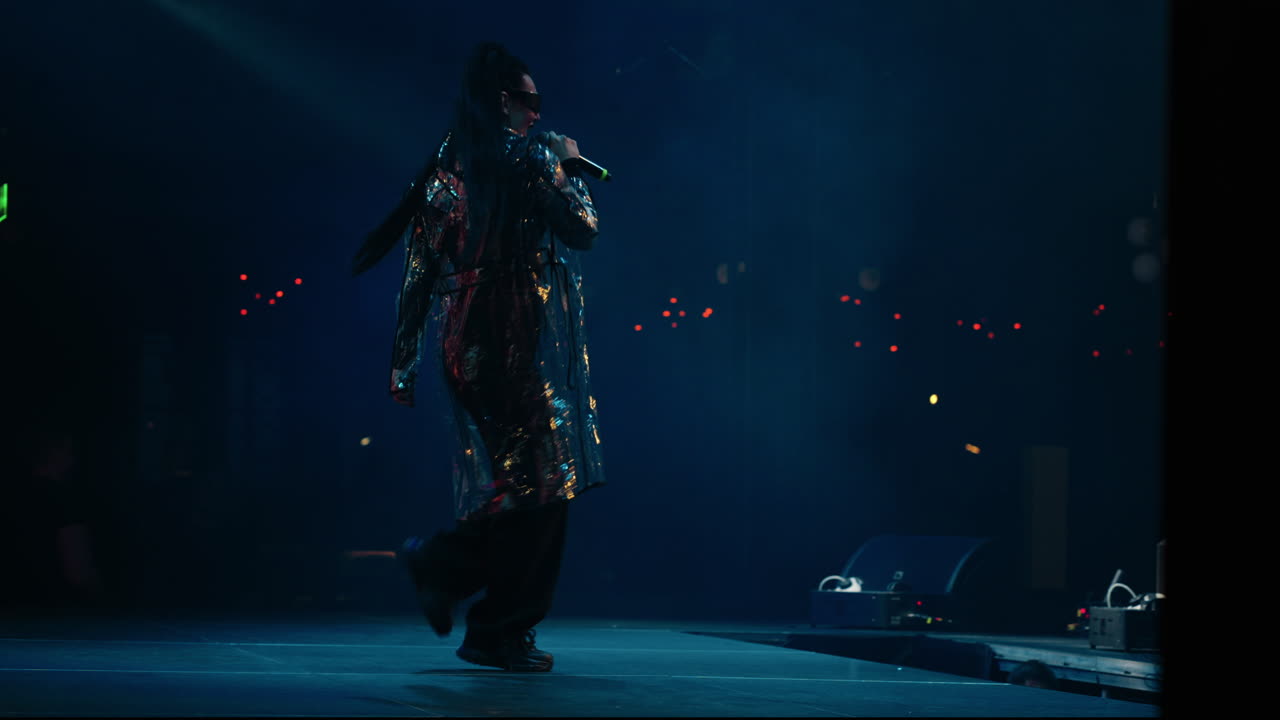 una cantante actúa en el escenario de un concierto