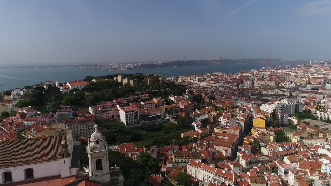 Bird's-eye view of São Jorge Castle. Lisbon, Portugal