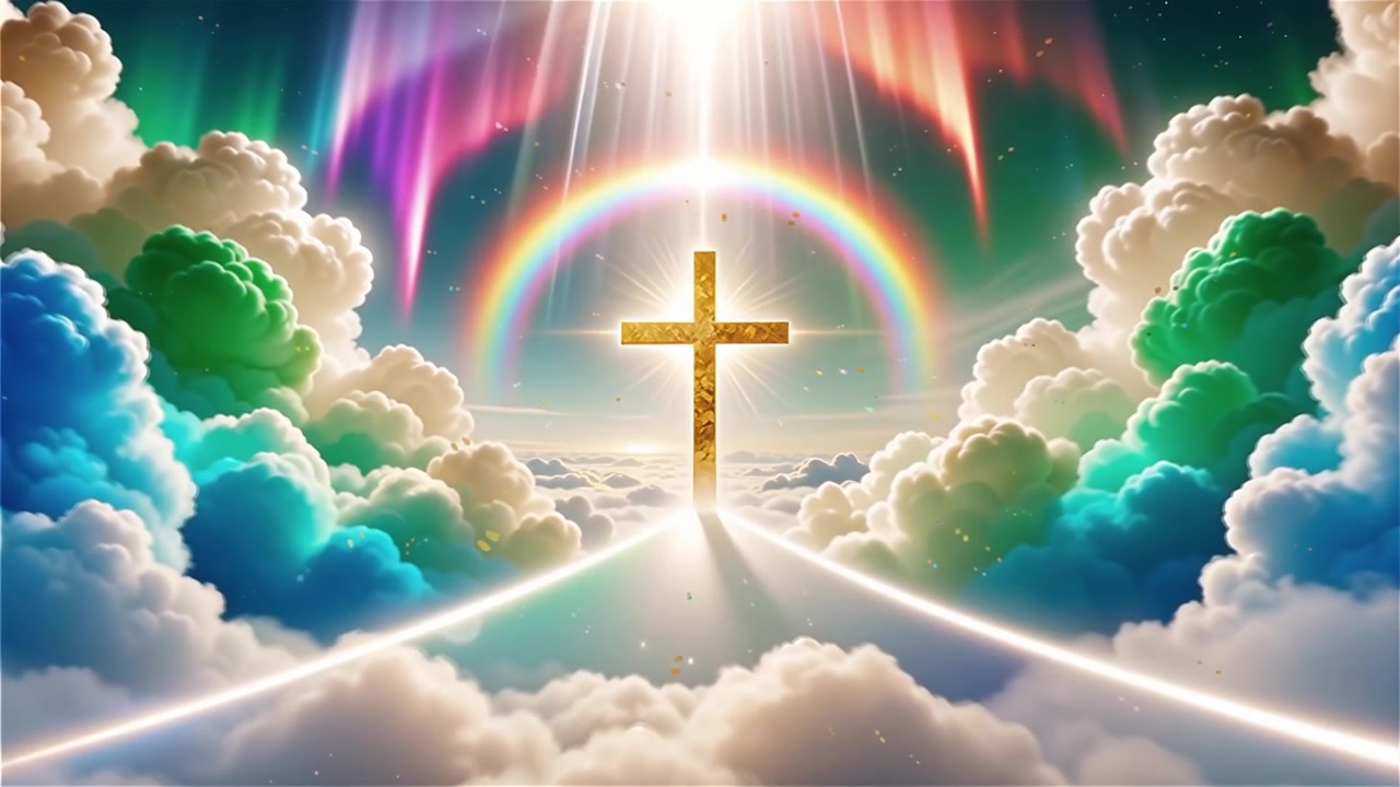 Christian Cross Heavenly Light Worship Background