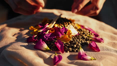 preparing herbal tea with flowers