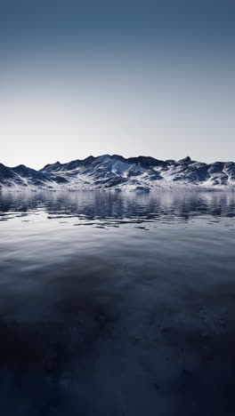 meer en sneeuwbergen, 3d-weergave.