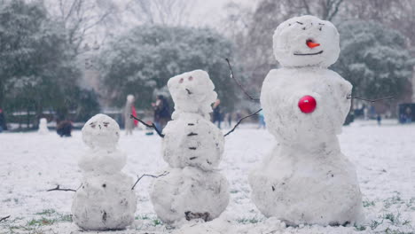 a snowman family