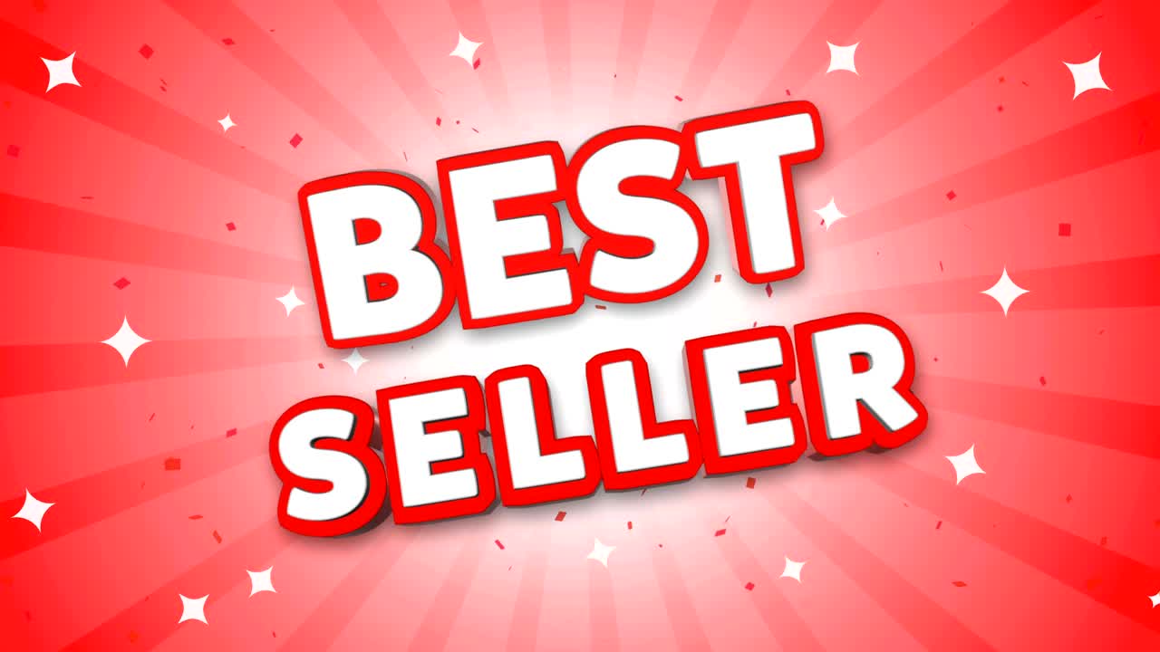 el mejor vendedor de texto 3d en fondo de confeti que cae.