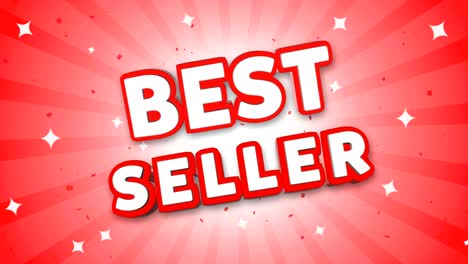 best seller 3d text on falling confetti background.