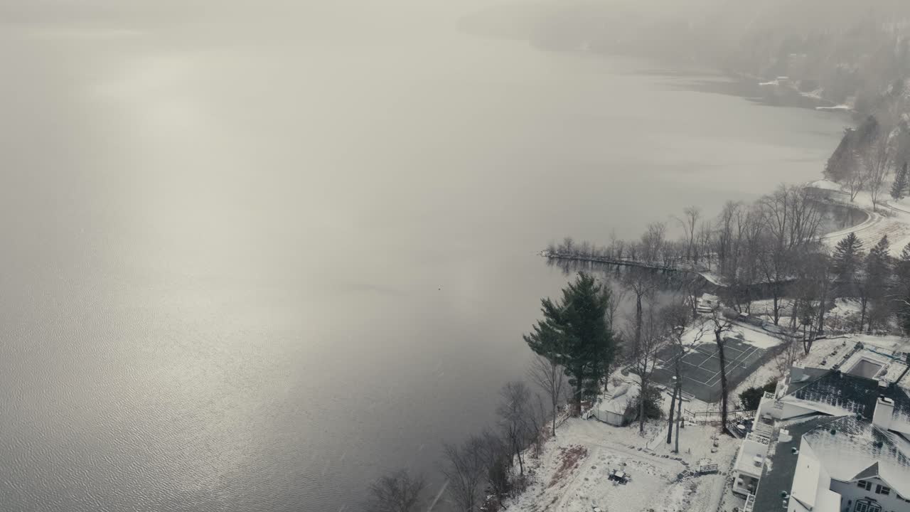 Manoir Hovey Hotel By The Lakeshore Of Massawippi During Snowy Winter Day In North Hatley Qu&eacute;bec, Canada