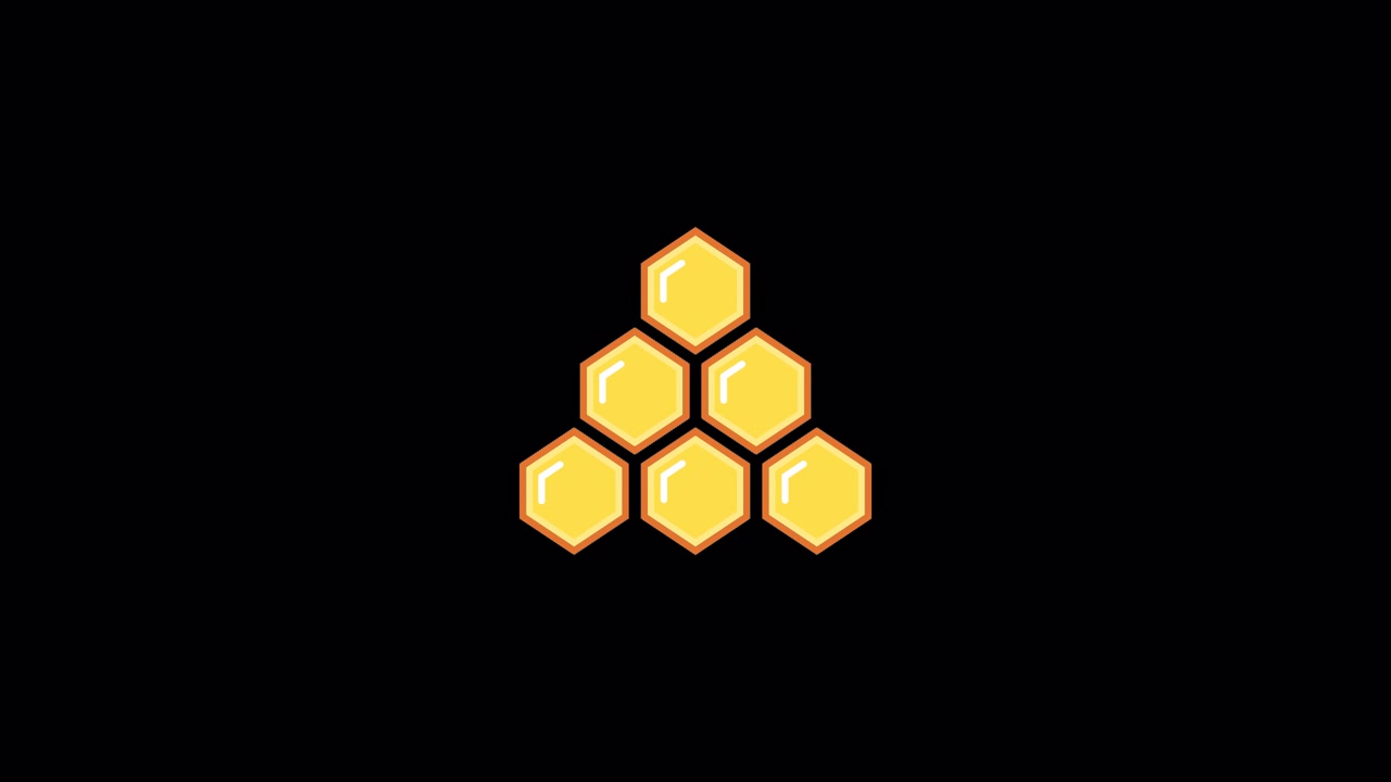 Animated Honeycomb Pattern Forming and Dissolving on Black Background