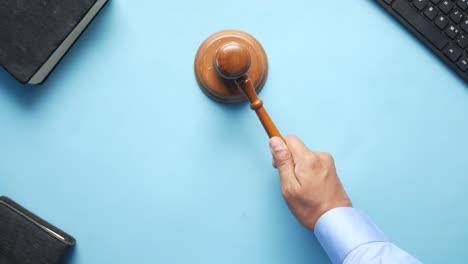 judge's desk with gavel and books