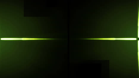 animation of glowing green energy current moving from centre in waves to left and right, on black