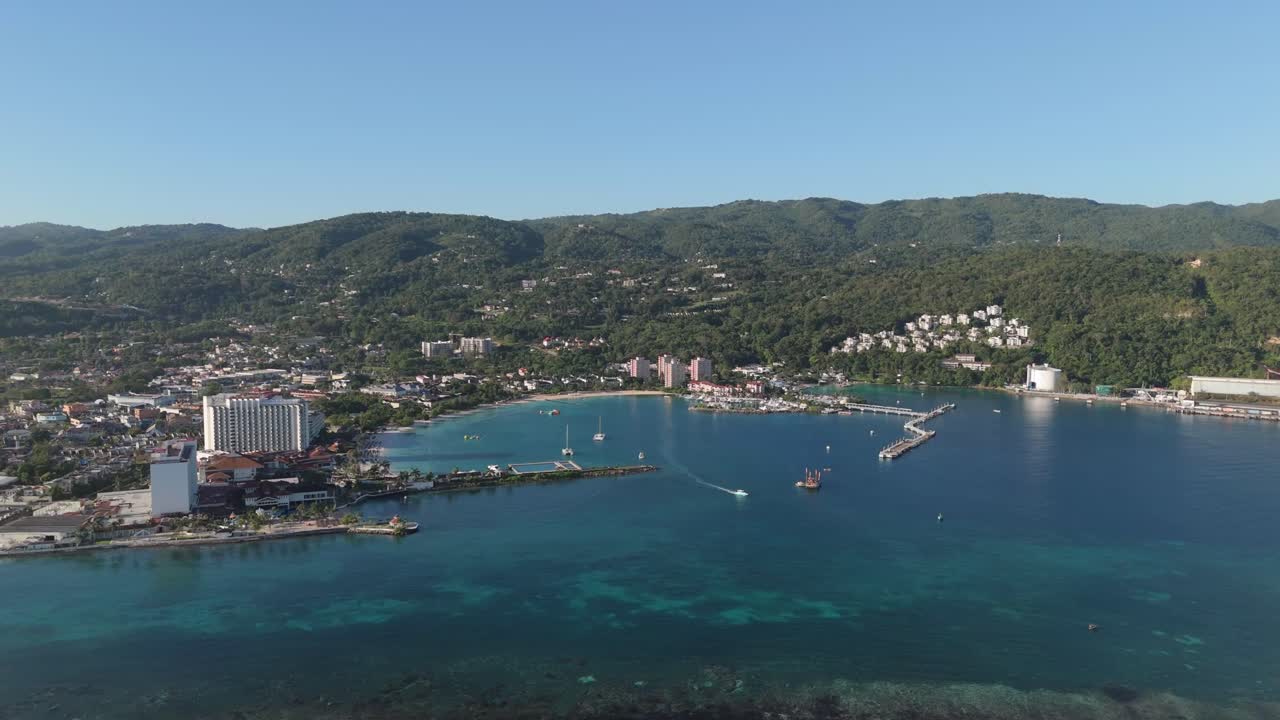 Drone Flying Into Ocho Rios Harbor
