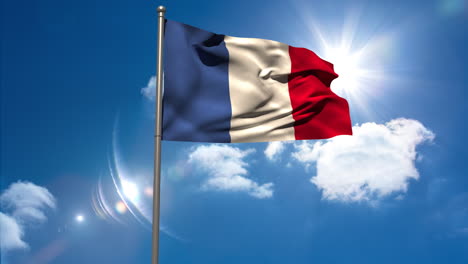 bandera nacional de francia ondeando en el mástil de la bandera