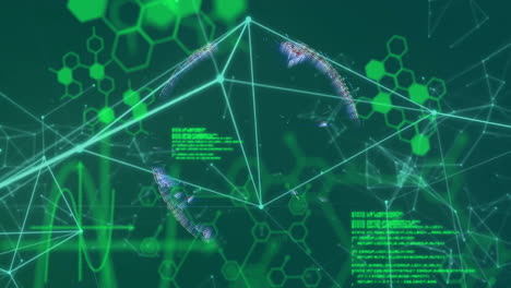 animación del globo con una red de conexiones a través del procesamiento de datos sobre fondo verde