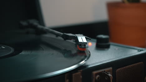 A-close-up-shot-of-a-record-spinning-on-a-turntable