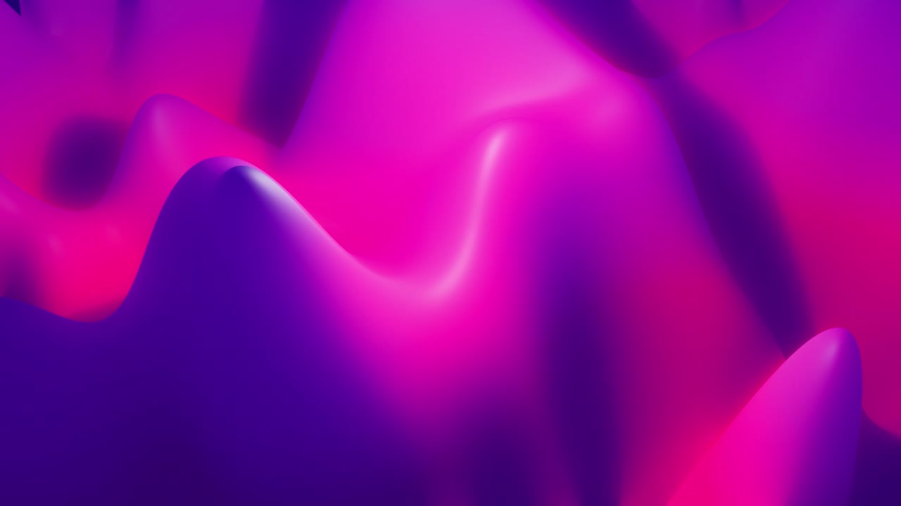 las colinas o picos cambian suavemente en ciclo. 4k abstracto en bucle fantástico fondo con gradiente de color líquido y material de brillo interno. fantástico paisaje cambiante. hermosas transiciones de color