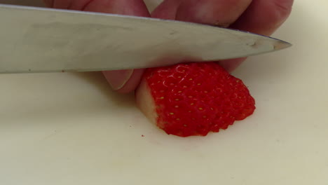 cutting strawberries