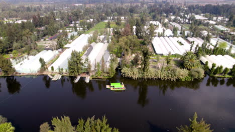 從 xochimilco 湖的空中拍攝