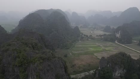 misty mountain landscape in vietnam