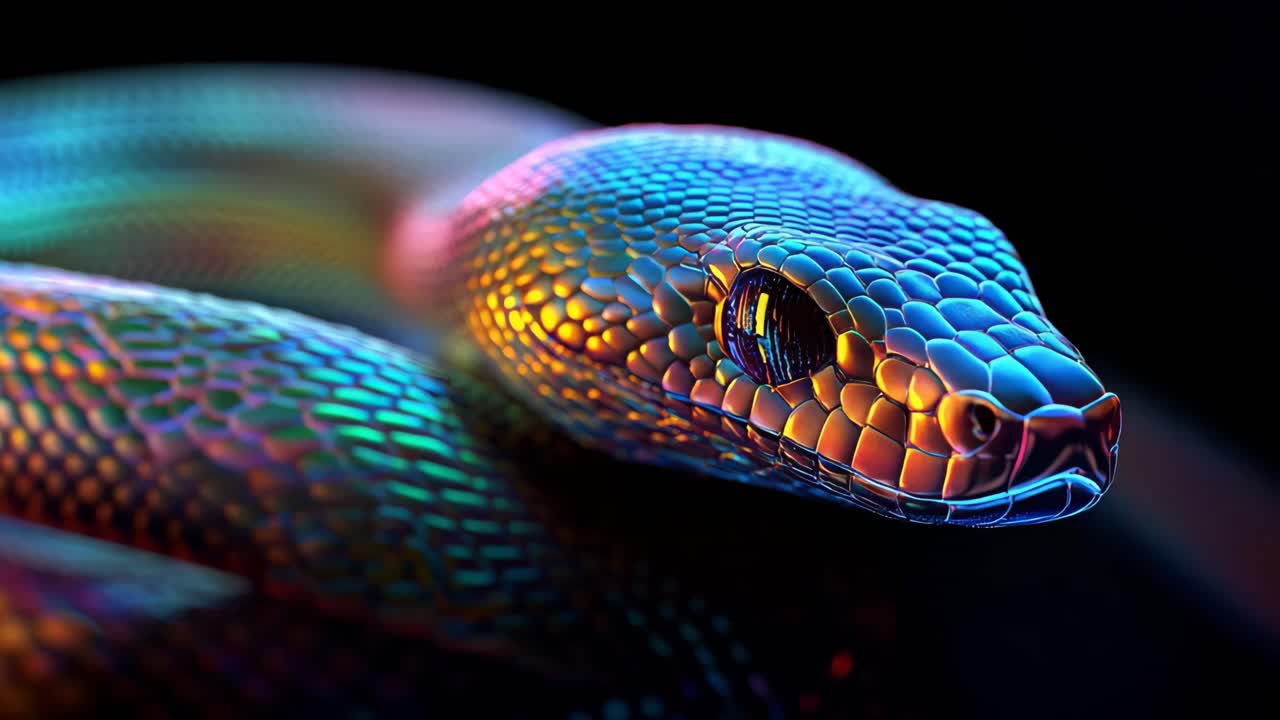 Closeup of a Vibrant, Iridescent Snake