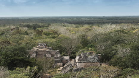 time lapse trucking push in of ek balam mayan ruins in yucatan, mexico near valladolid