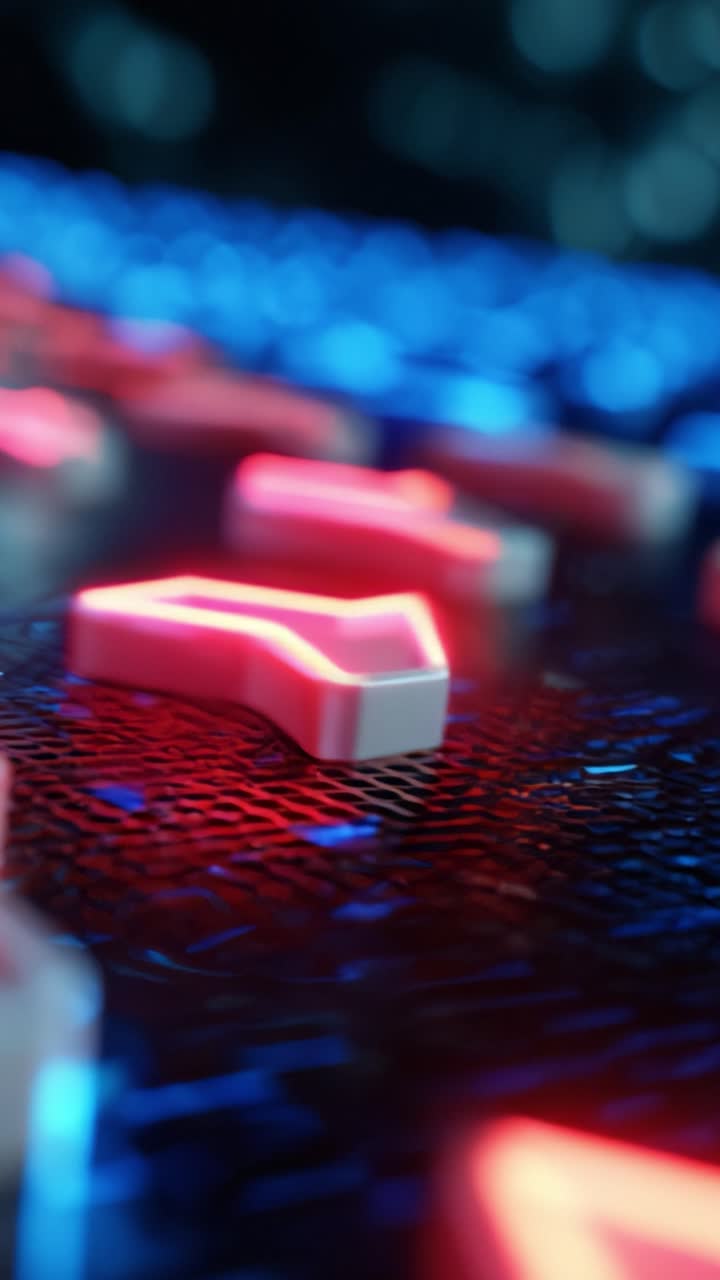 Nærbillede af oplyste tastehætter på et gaming-tastatur, der viser dynamiske lyseffekter og tekstureret overflade for en forbedret visuel oplevelse.