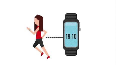 mujer corriendo con reloj inteligente