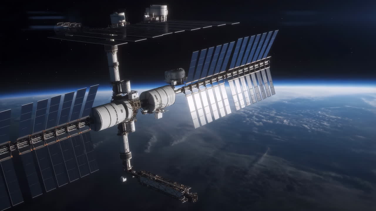 estación espacial internacional en órbita alrededor de la tierra