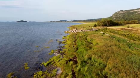 gaspesie, canada. close drone shot of the coast