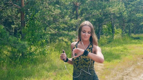 cu slow motion front shot young girl goes in for sports