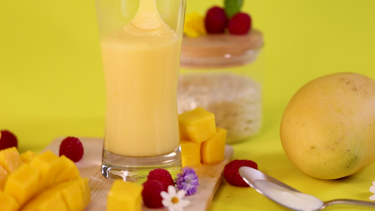Mango Smoothie with Raspberries