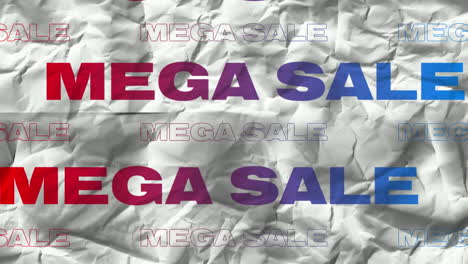 animación del texto de mega venta en repetición en fondo blanco