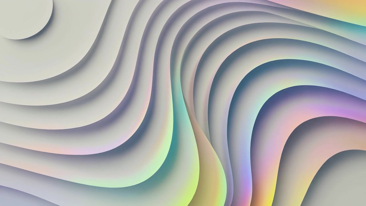 Abstract Holographic Wavy Layers Background with Shifting Pastel Colors