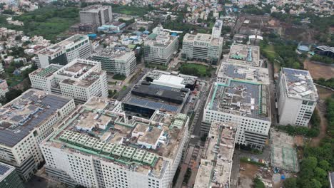 aerial view of multiblock information technology sez commercial project in the heart of the indian city