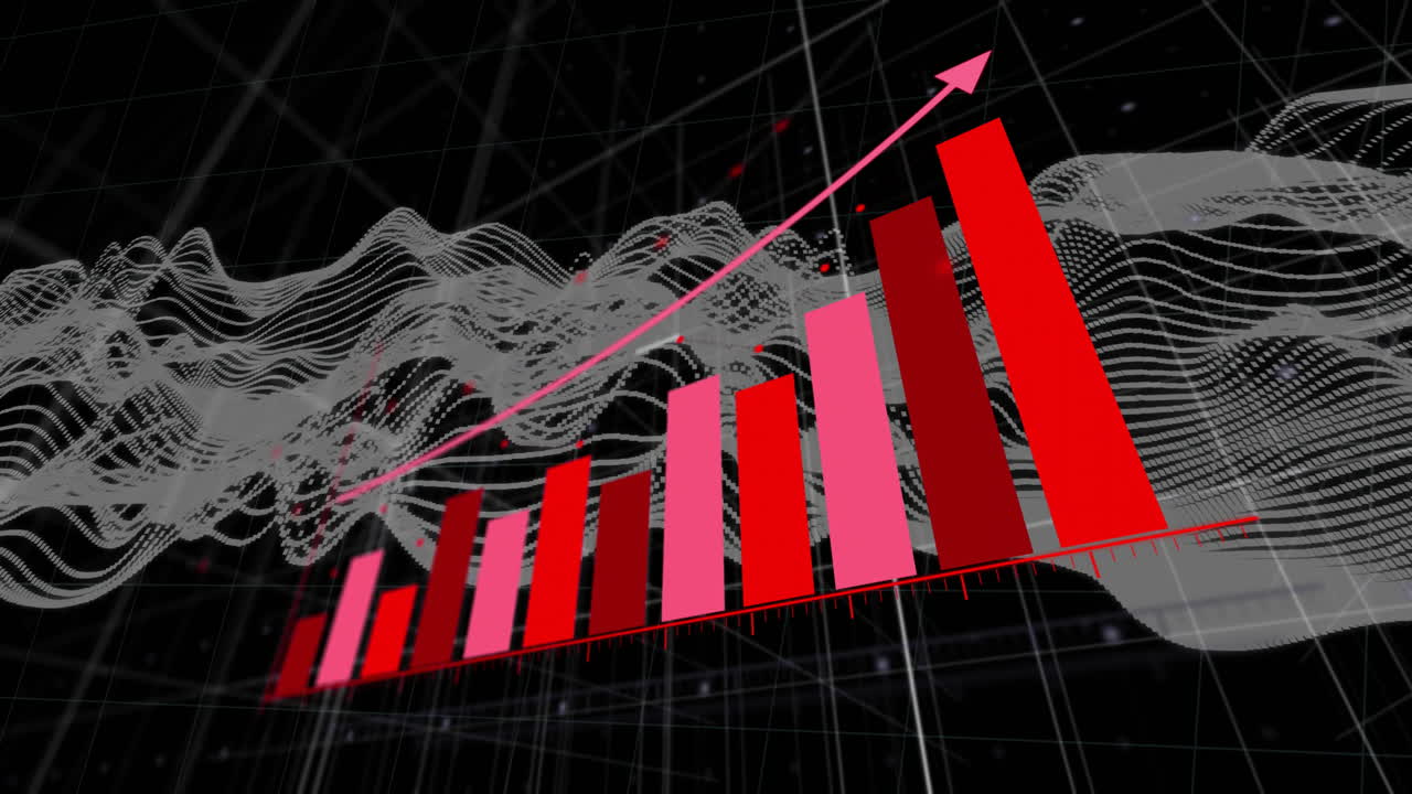 검은 바탕에 통계 및 금융 데이터 처리의 애니메이션